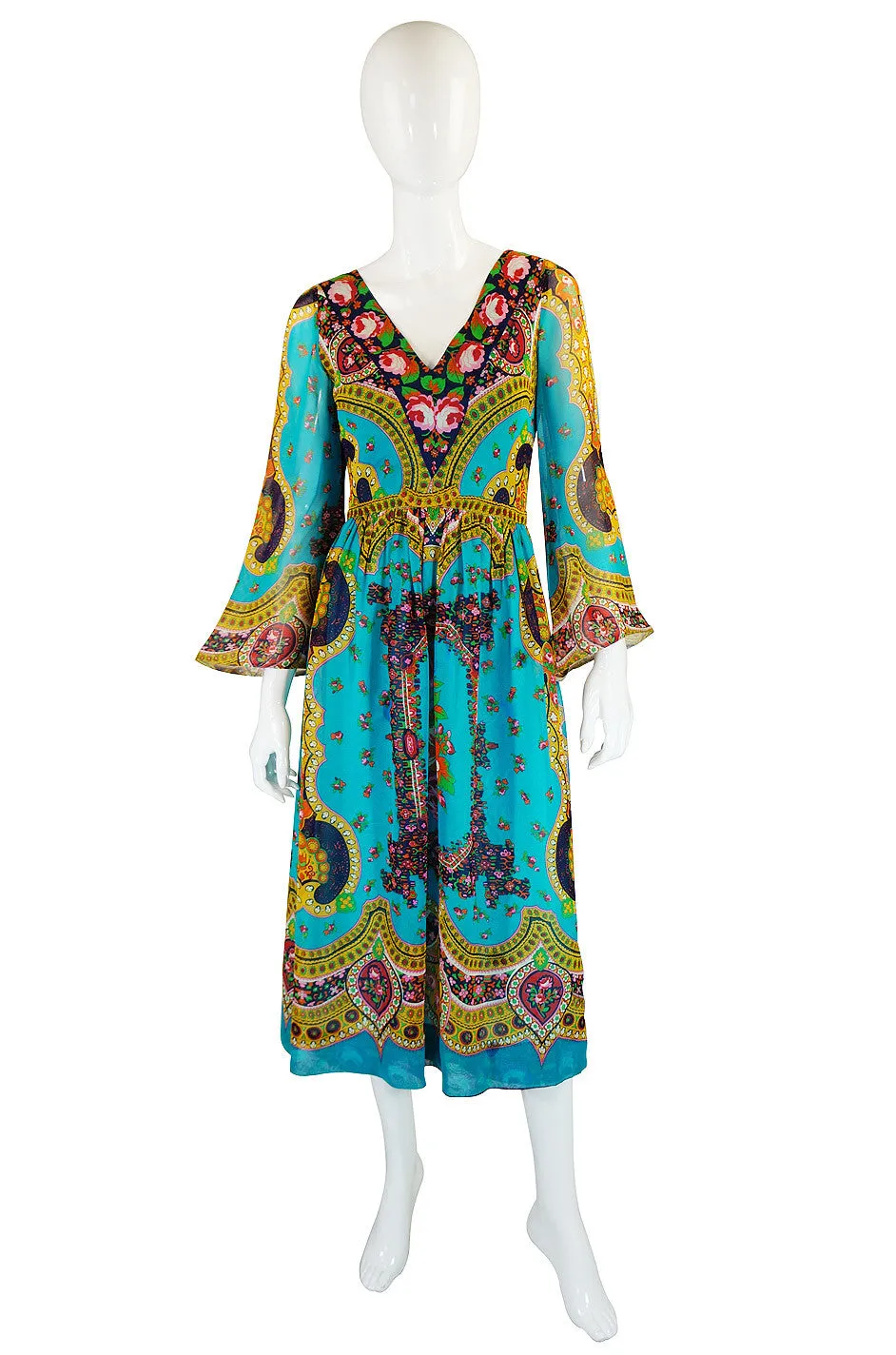 1960s Pat Sandler Boho Print Dress