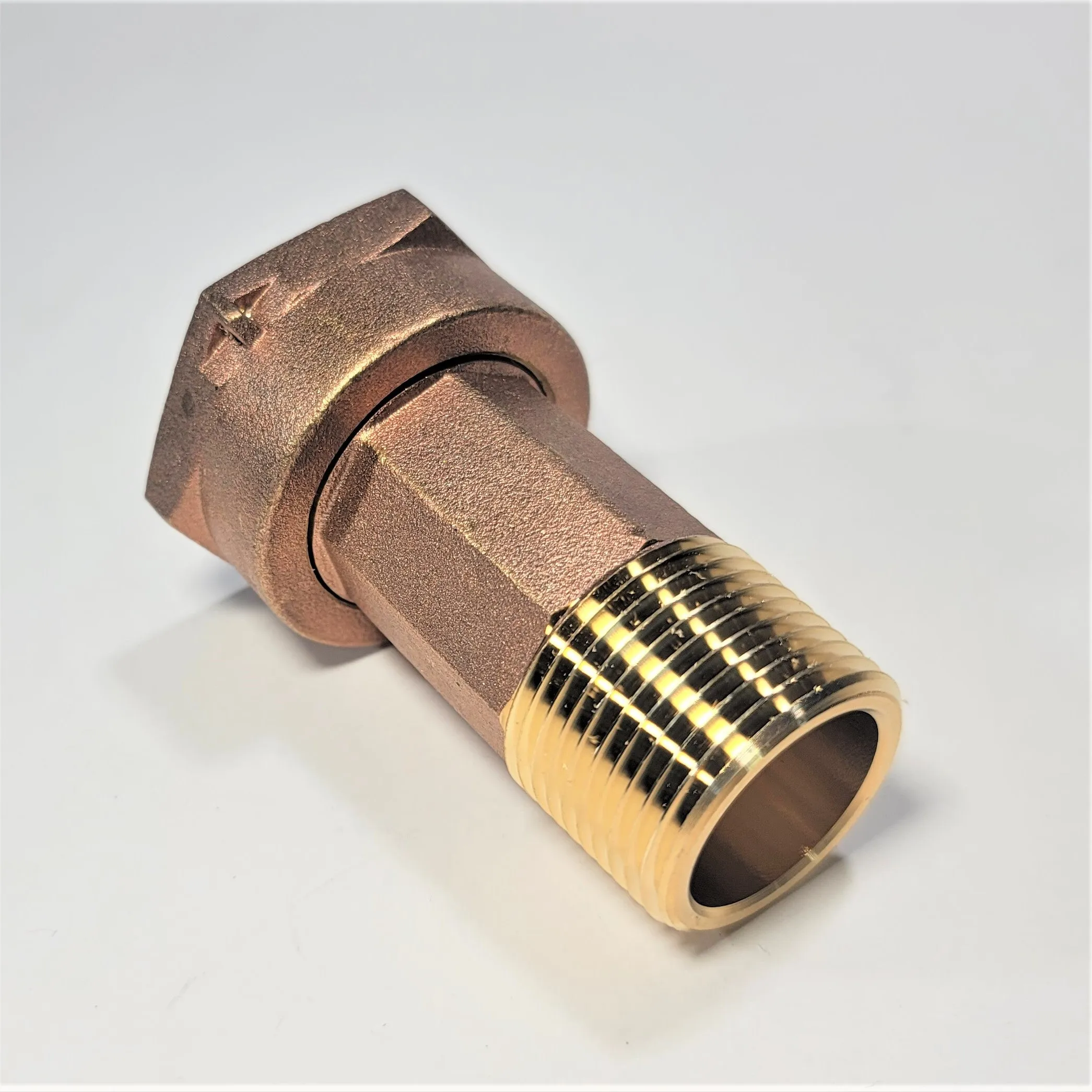 1" Water Meter Coupling, LEAD-FREE brass, 1" Fem Swivel Meter x 1" male NPT