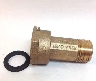 1" Water Meter Coupling, LEAD-FREE brass, 1" Fem Swivel Meter x 1" male NPT