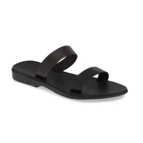 Ada - Leather Double Strap Sandal | Black