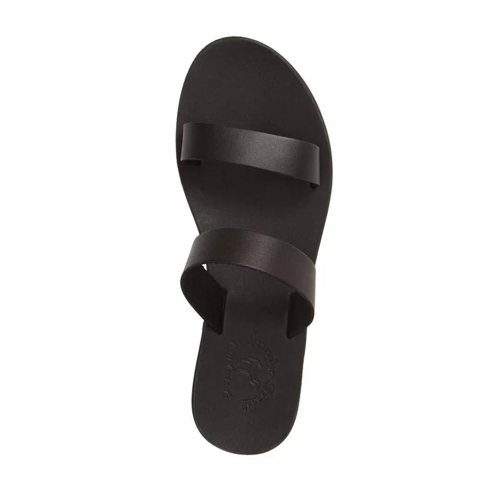 Ada - Leather Double Strap Sandal | Black