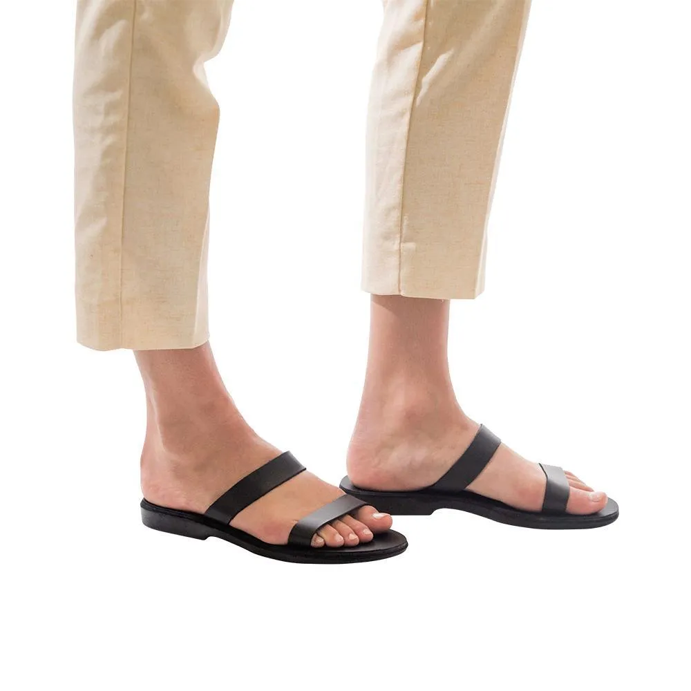 Ada - Leather Double Strap Sandal | Black