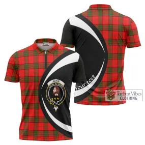 Adair Tartan Zipper Polo Shirt with Family Crest Circle Style