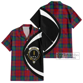 Affleck Tartan Short Sleeve Button Up with Family Crest Circle Style