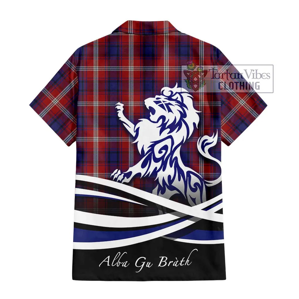 Ainslie Tartan Short Sleeve Button Shirt with Alba Gu Brath Regal Lion Emblem