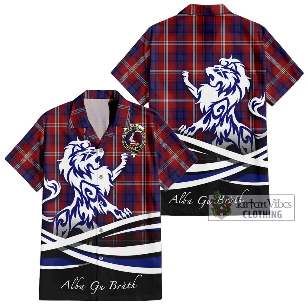 Ainslie Tartan Short Sleeve Button Shirt with Alba Gu Brath Regal Lion Emblem