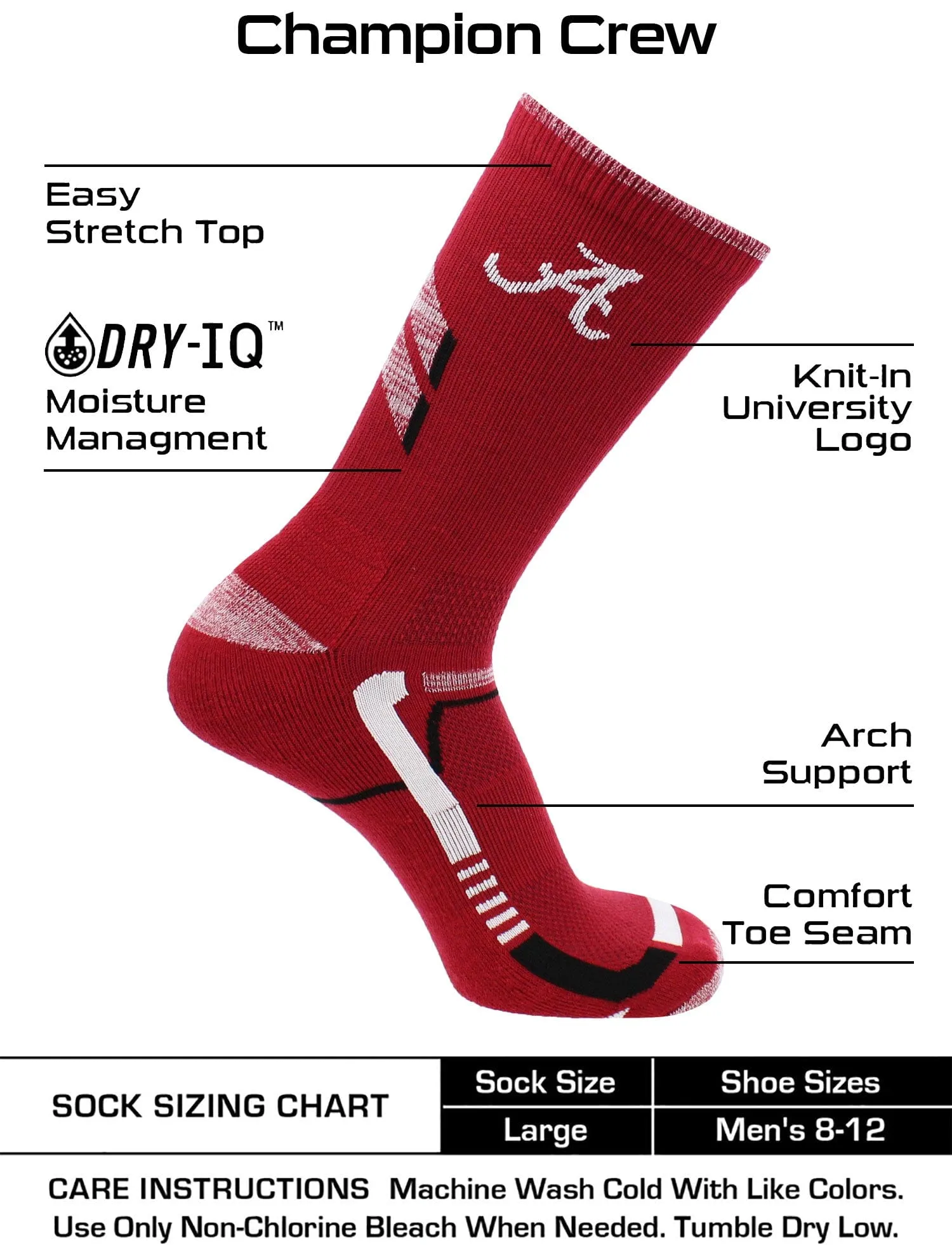 Alabama Crimson Tide Socks University of Alabama Crimson Tide Champion Crew Socks