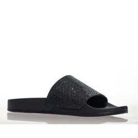 Alfie & Evie Billie Black Diamante Slide - Slight Arch Support