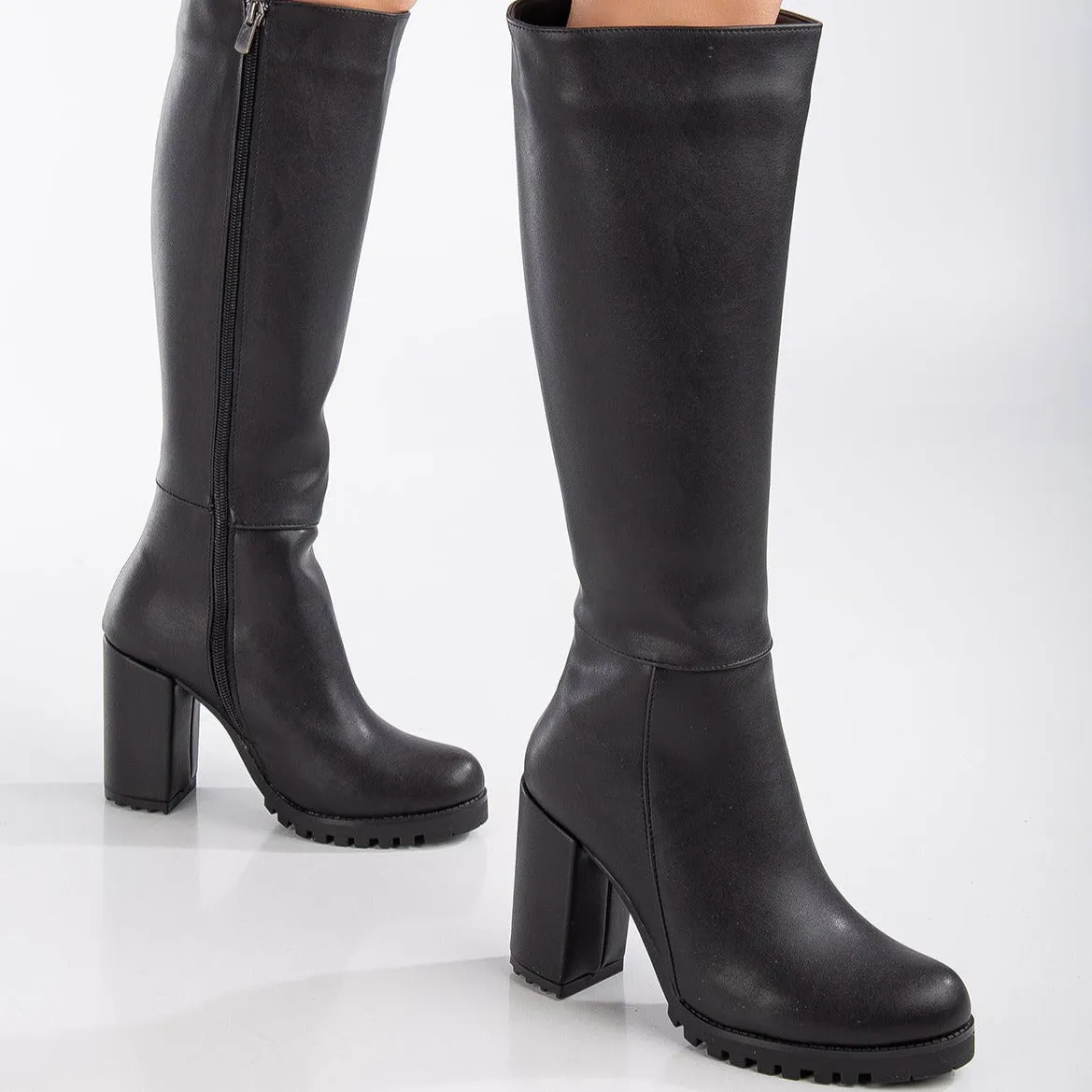 Alize - Black Wide Calf Platform Boots