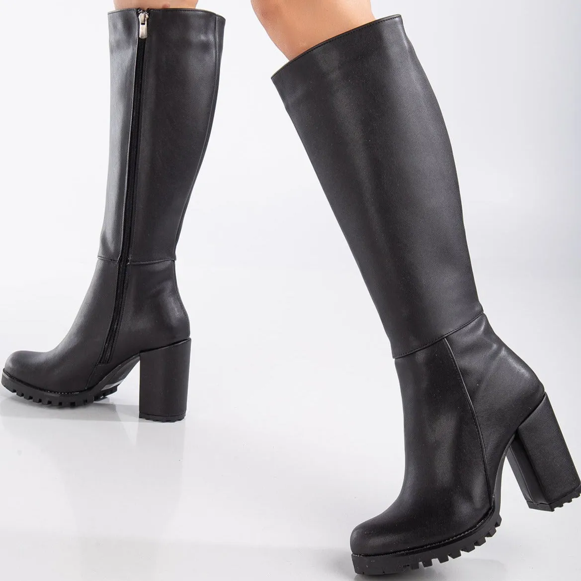 Alize - Black Wide Calf Platform Boots