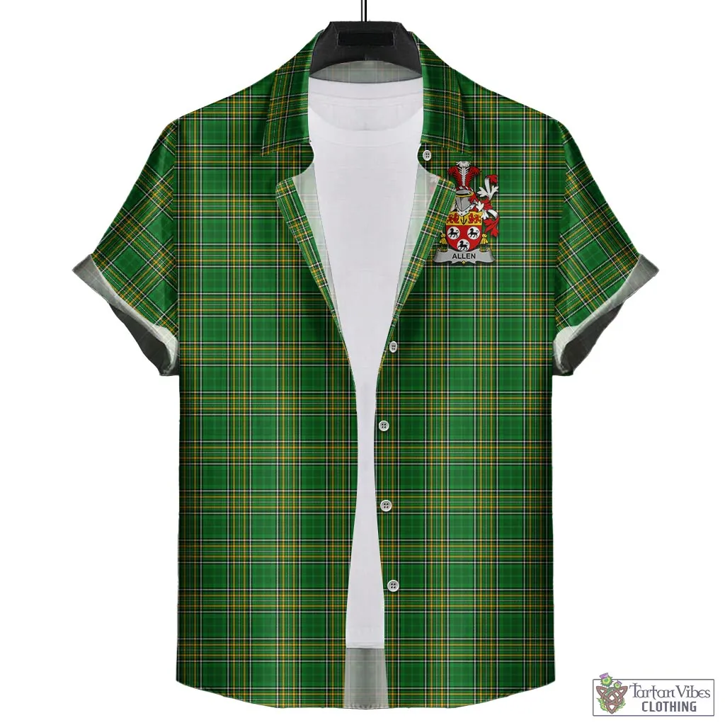 Allen Irish Clan Tartan Short Sleeve Button Up with Coat of Arms