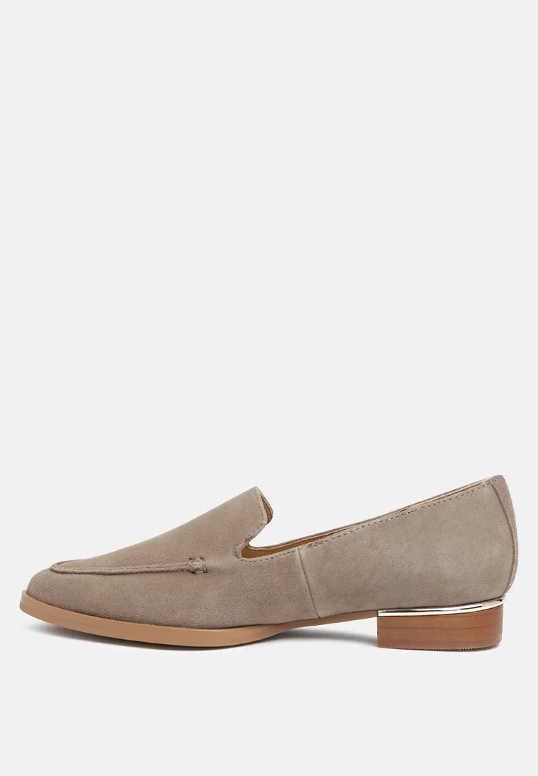 ANNA Taupe Suede Leather Loafers