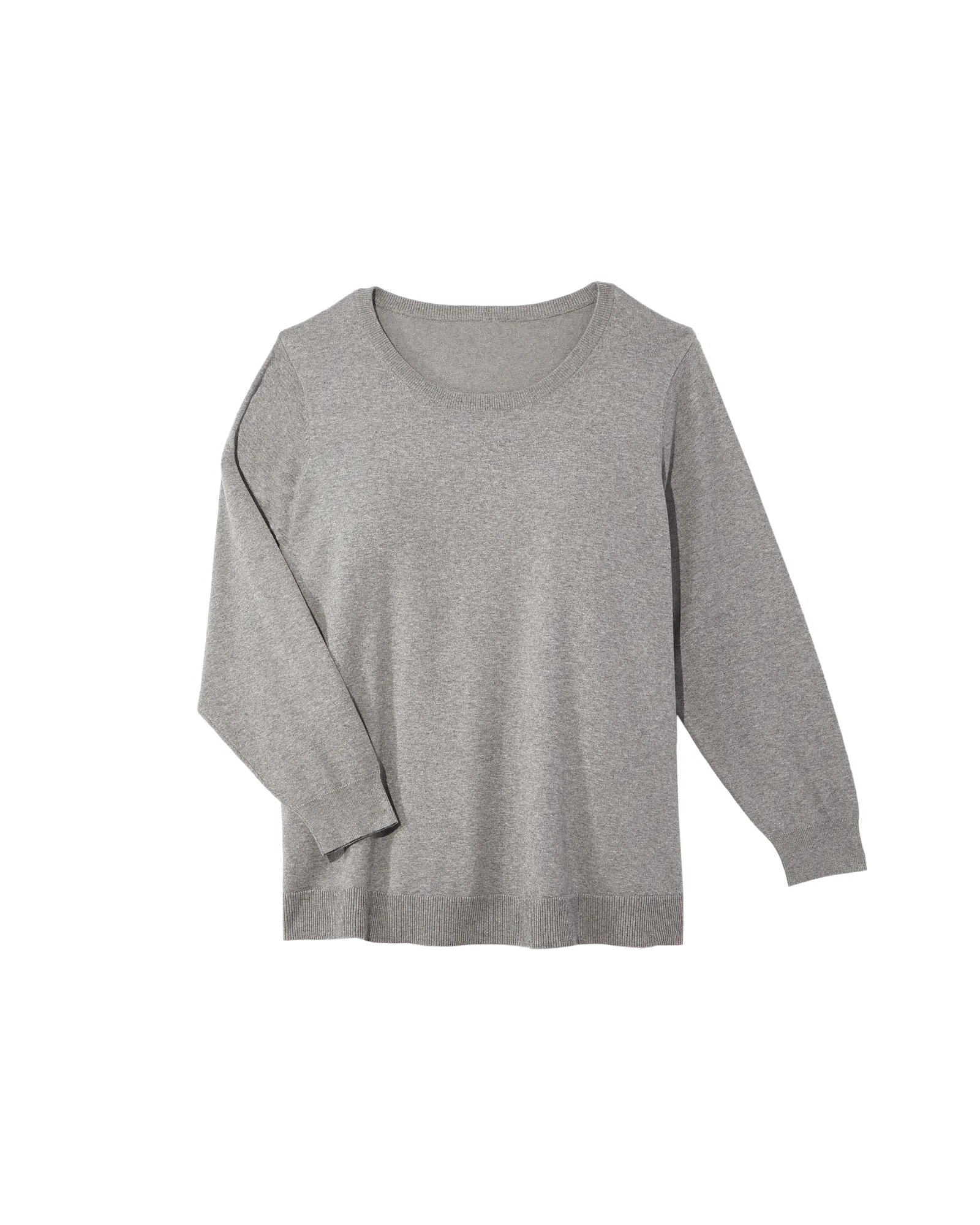 Annie Long Sleeve Crew Neck Sweater with Woven Shirred Back | Charcoal Grey