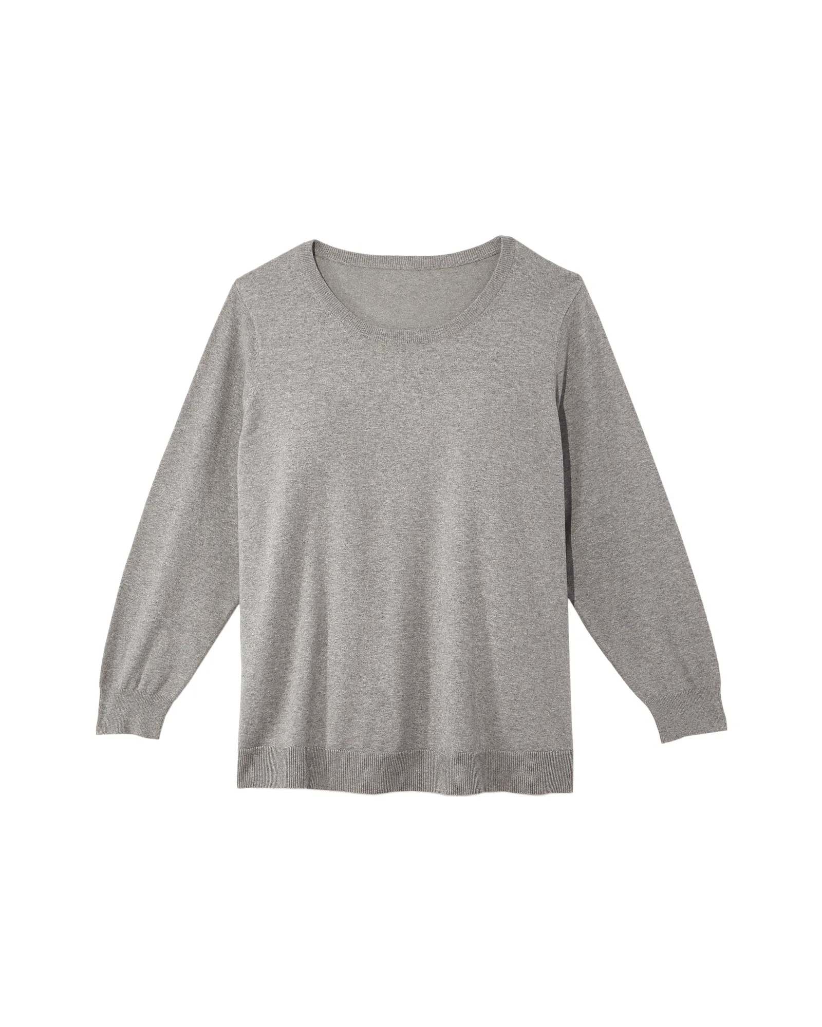 Annie Long Sleeve Crew Neck Sweater with Woven Shirred Back | Charcoal Grey