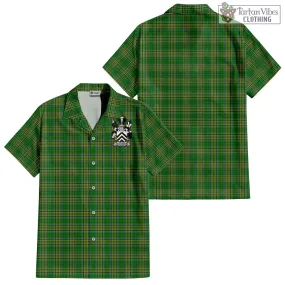 Archdekin Irish Clan Tartan Short Sleeve Button Up with Coat of Arms