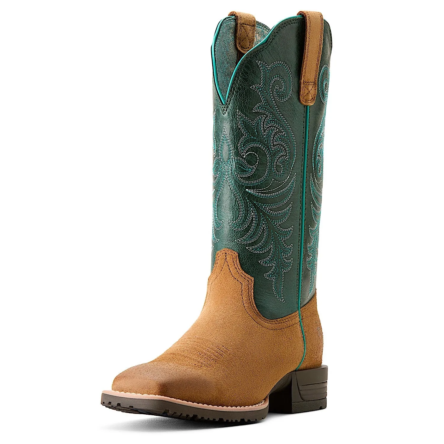 Ariat Women's Hybrid Ranch Time Distressed Acorn Roughout / Depp Teal