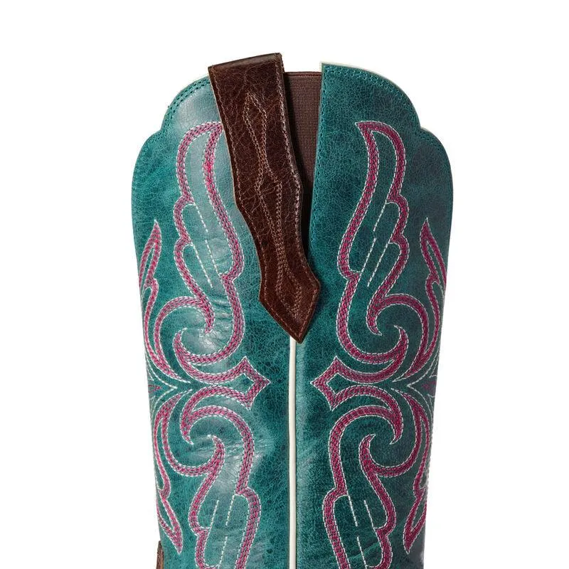 Ariat Women's Primera StretchFit Brown & Teal Square Toe Cowgirl Boots 10038303