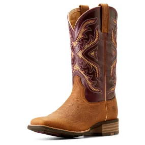 Ariat Womens San Angelo VentTEK 360 Boot Tooled Toasted Almond/Aged Merlot