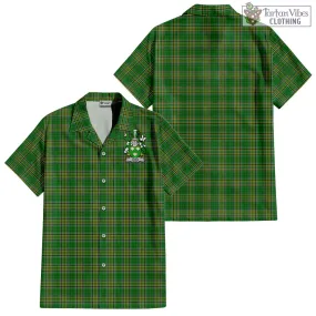 Aries Irish Clan Tartan Short Sleeve Button Up with Coat of Arms