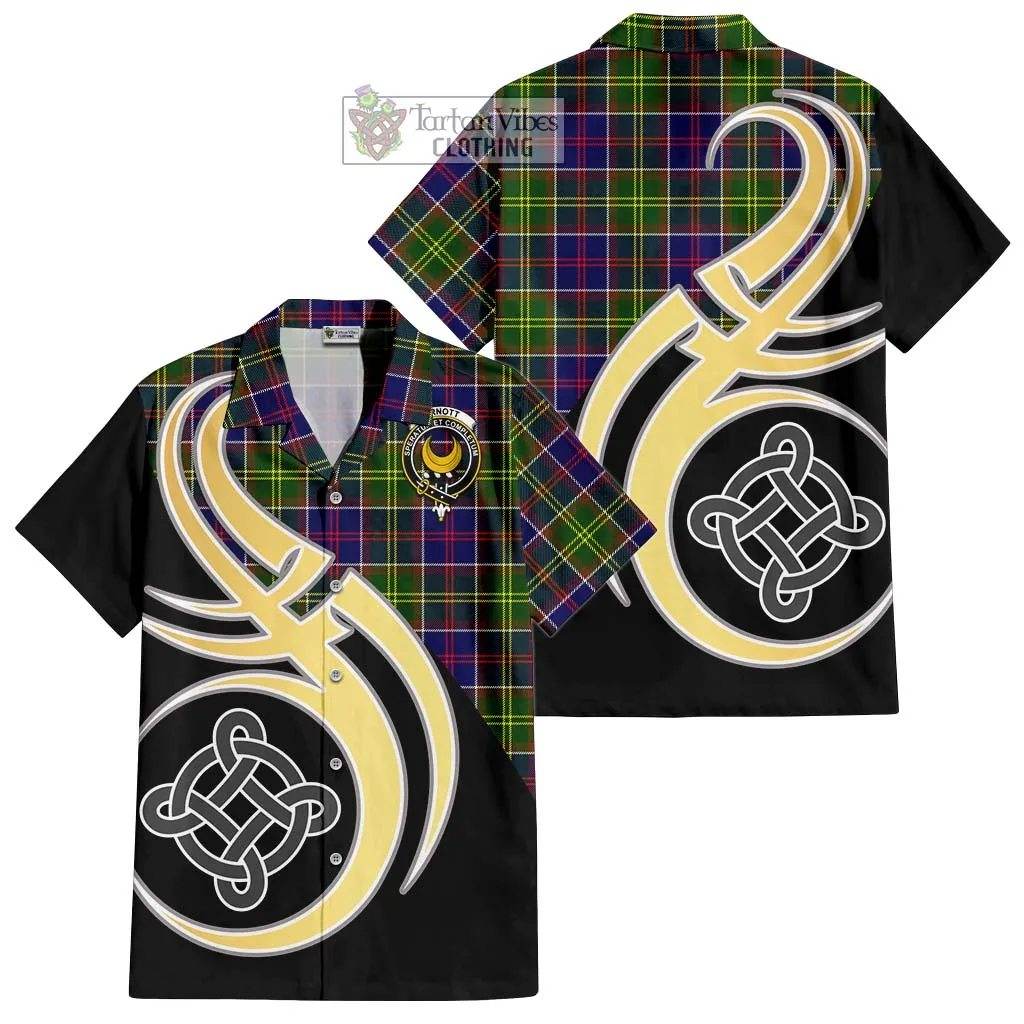 Arnott Tartan Short Sleeve Button Shirt with Family Crest and Celtic Symbol Style