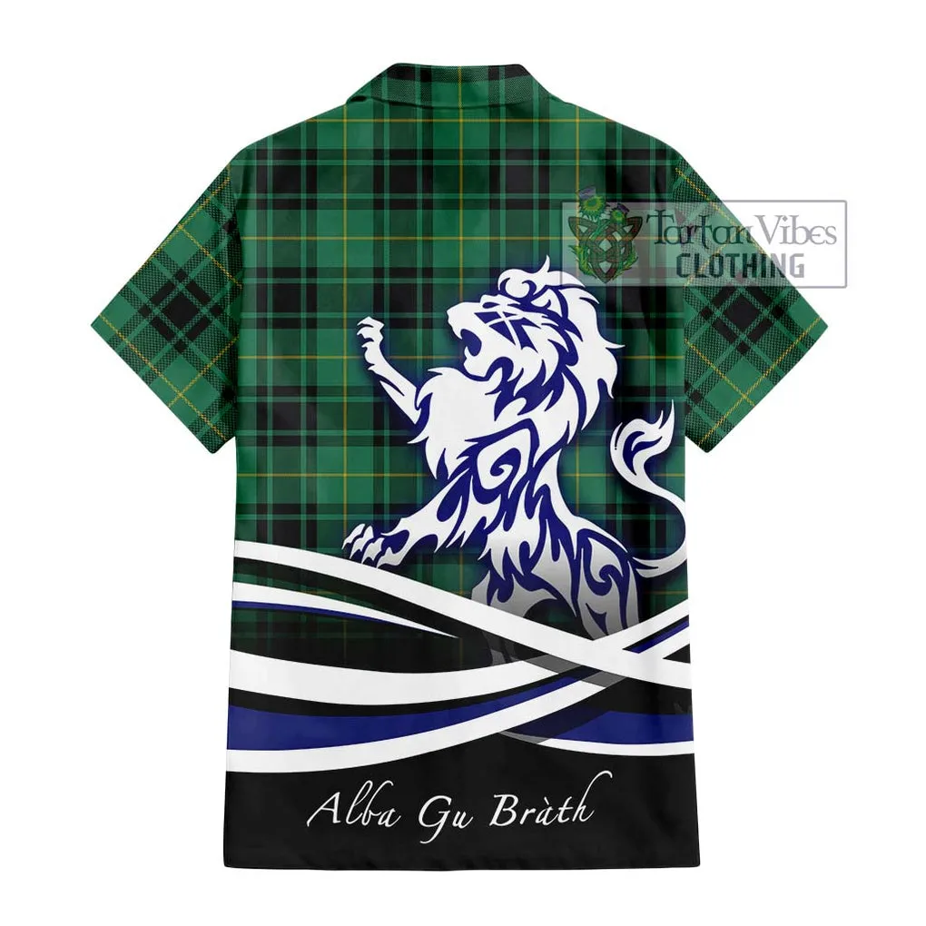 Arthur Ancient Tartan Short Sleeve Button Shirt with Alba Gu Brath Regal Lion Emblem