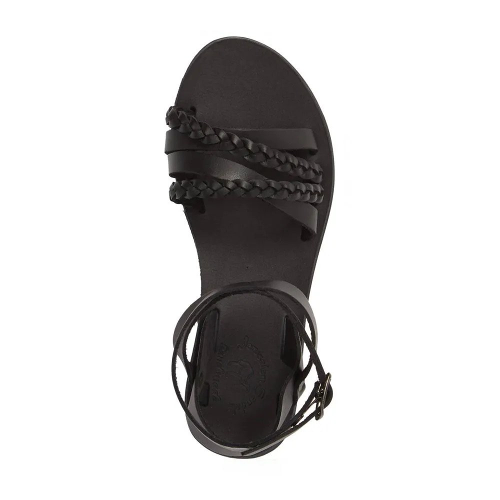 Asa - Leather Crossover Sandal | Black