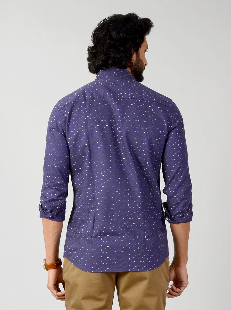 Astral Blue Printed Slim Fit Casual Shirt | JadeBlue