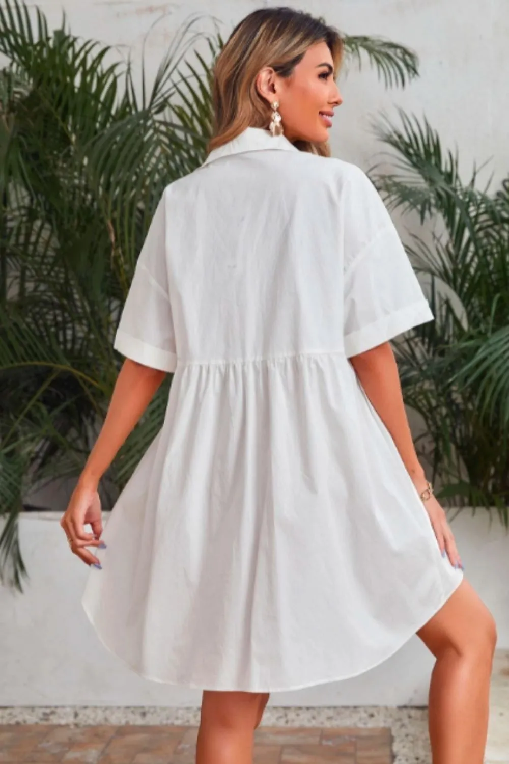 Asymmetrical button down shirt dress