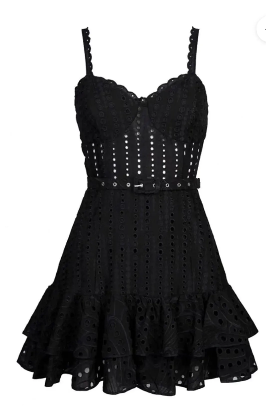 August Eyelet Mini Dress in Black