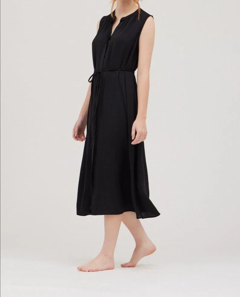 Back Elastic Tie Midi Dress