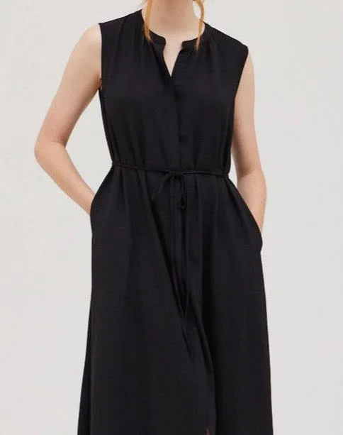 Back Elastic Tie Midi Dress