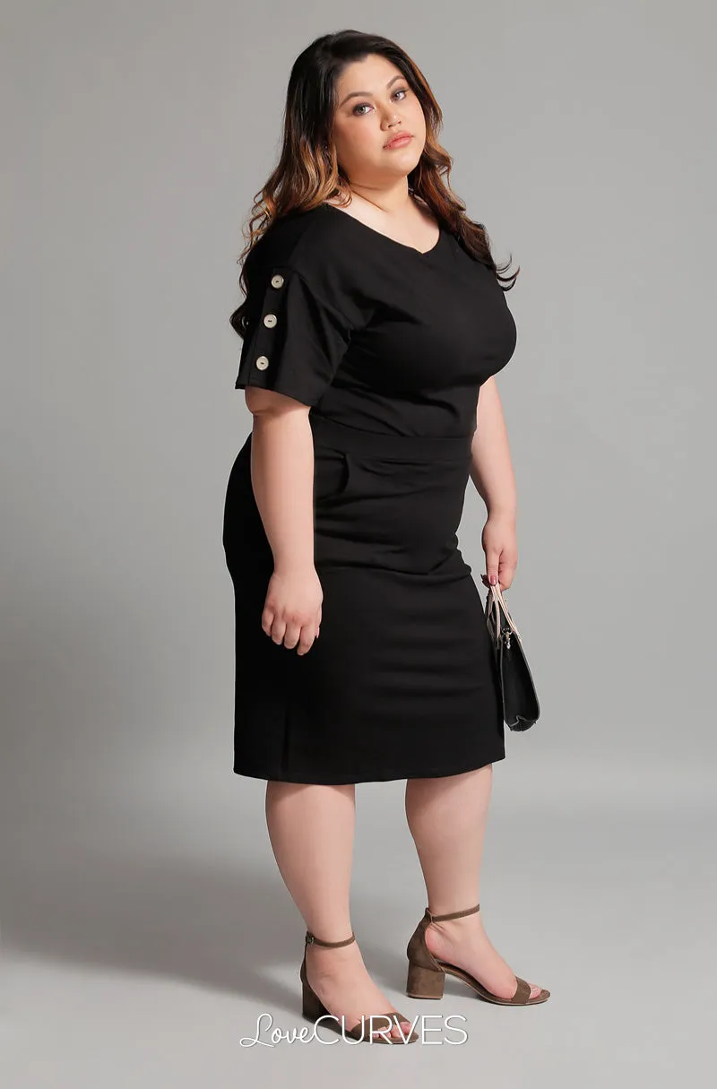 Basic Pencil Skirt with Pockets - Black