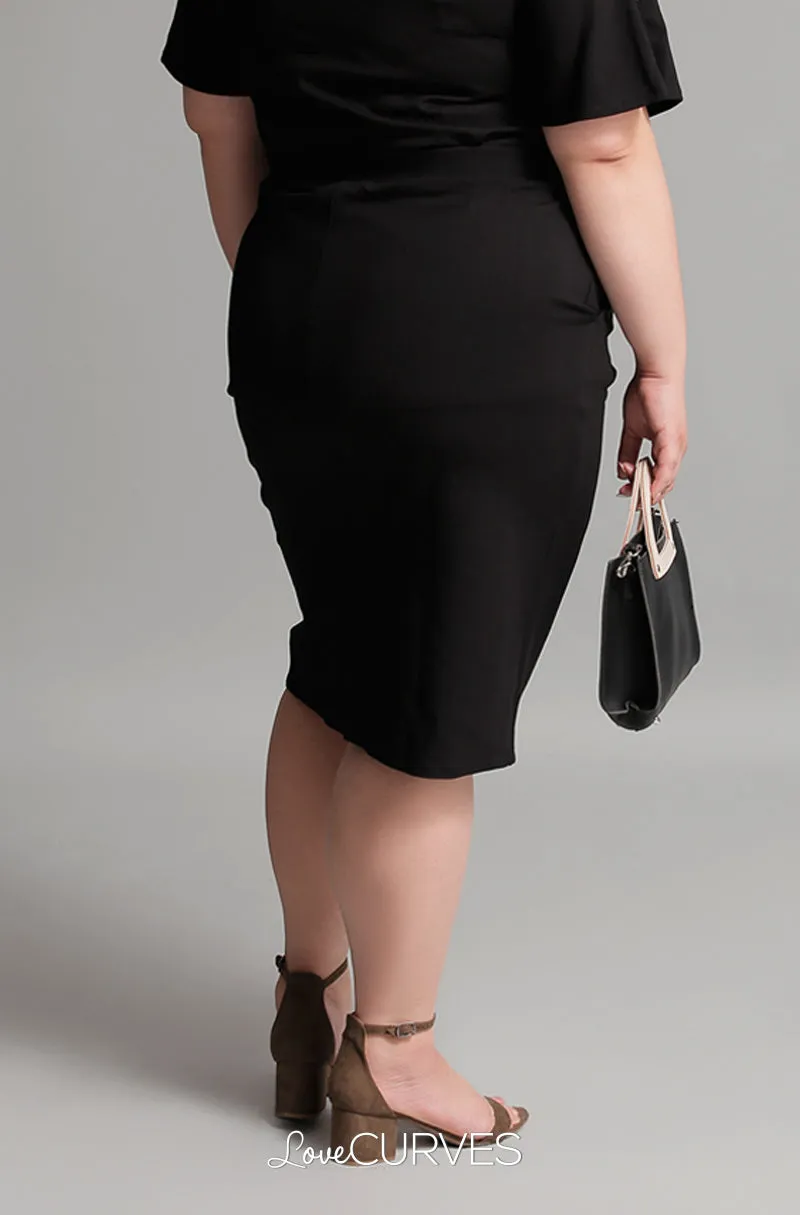 Basic Pencil Skirt with Pockets - Black