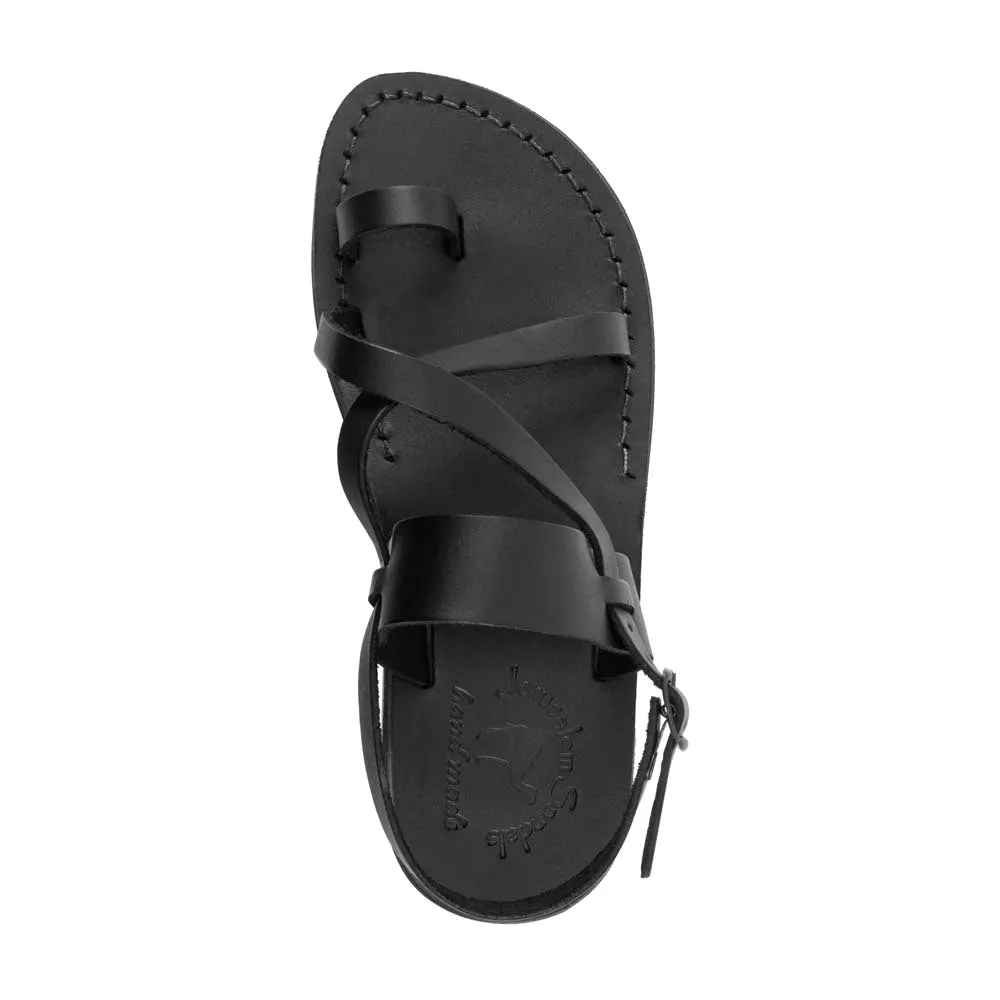 Bethany - Leather Cross Strap Sandal | Black