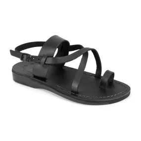 Bethany - Leather Cross Strap Sandal | Black