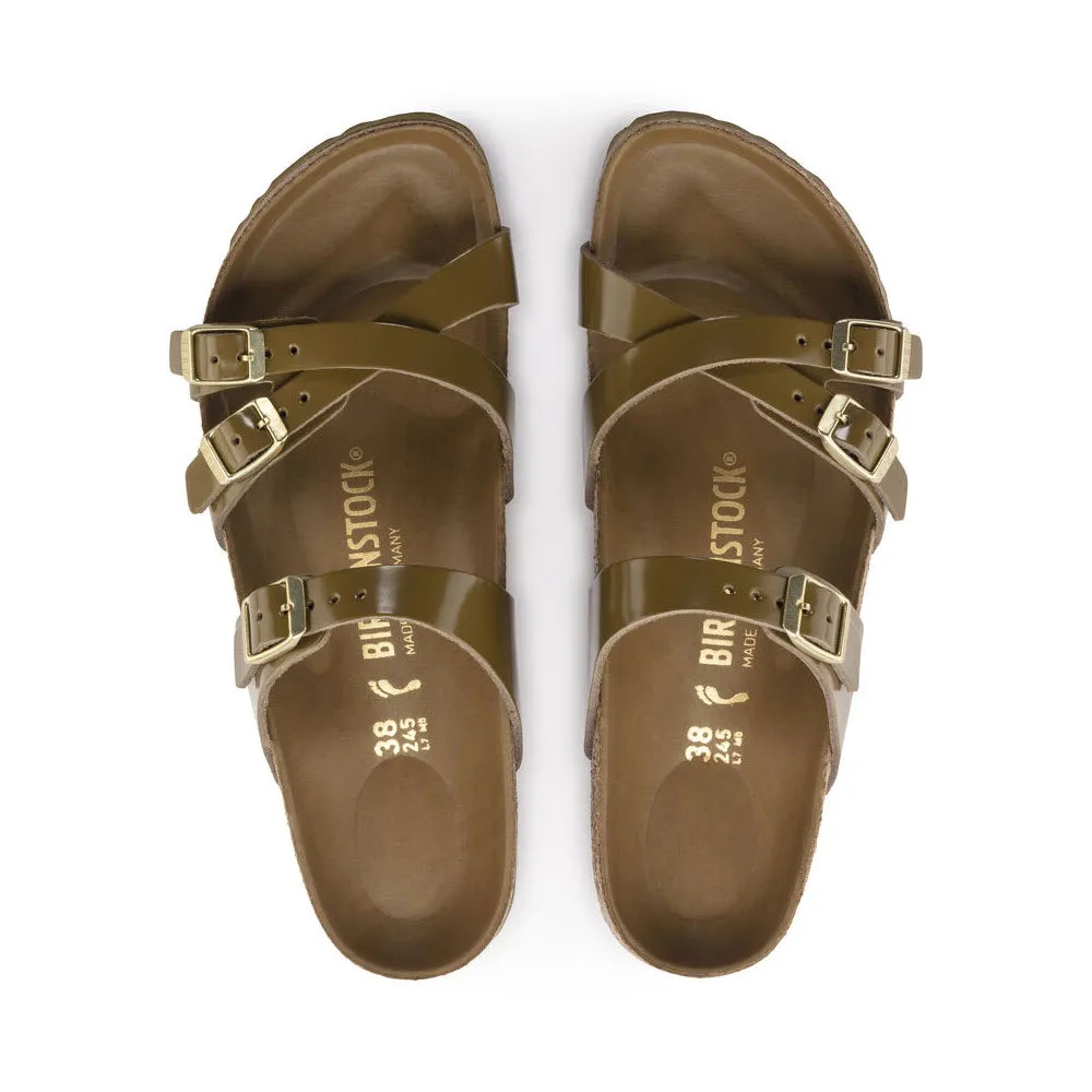 BIRKENSTOCK FRANCA HEX HIGH SHINE MUD GREEN - WOMENS