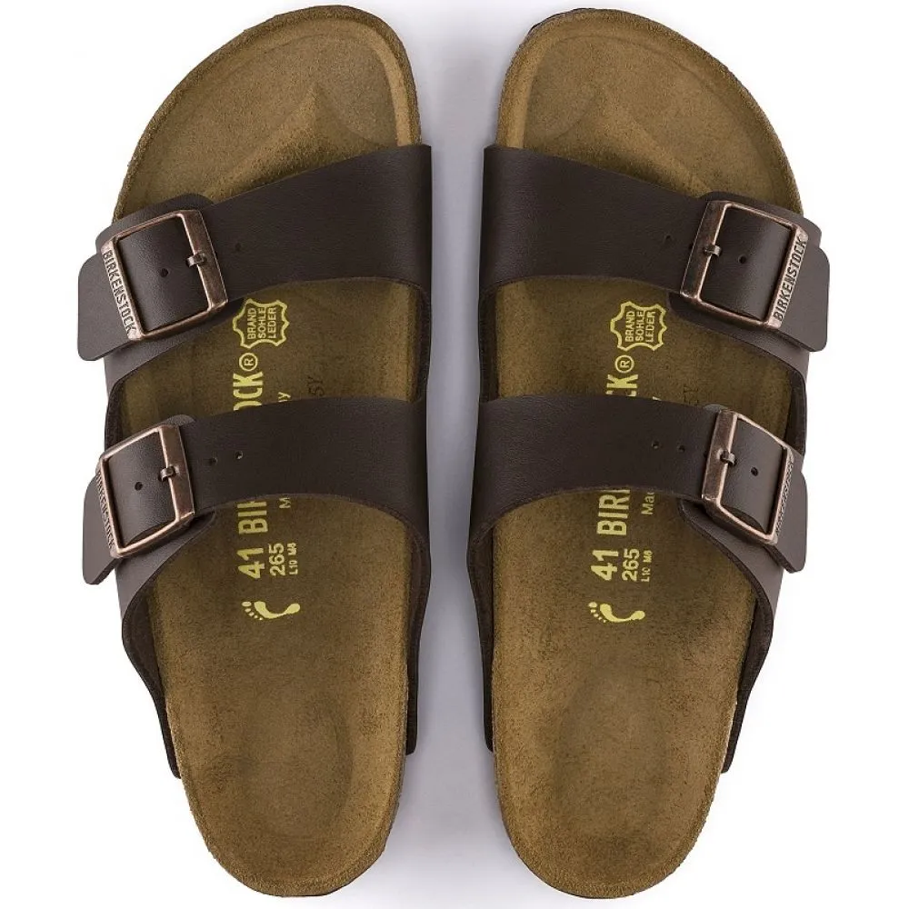 Birkenstock Women's Arizona Birko-Flor in Dark Brown (Narrow Width)