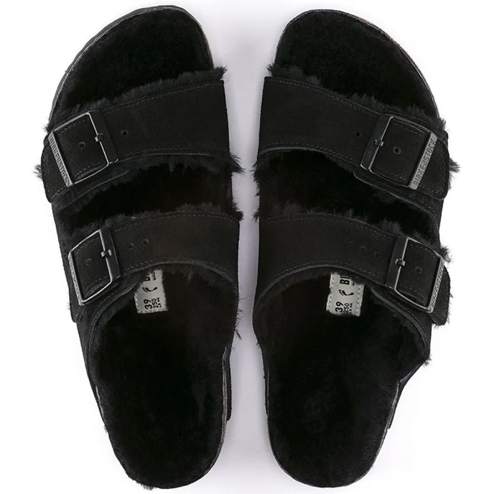 Birkenstock Women's Arizona Shearling in Black (Narrow Width)