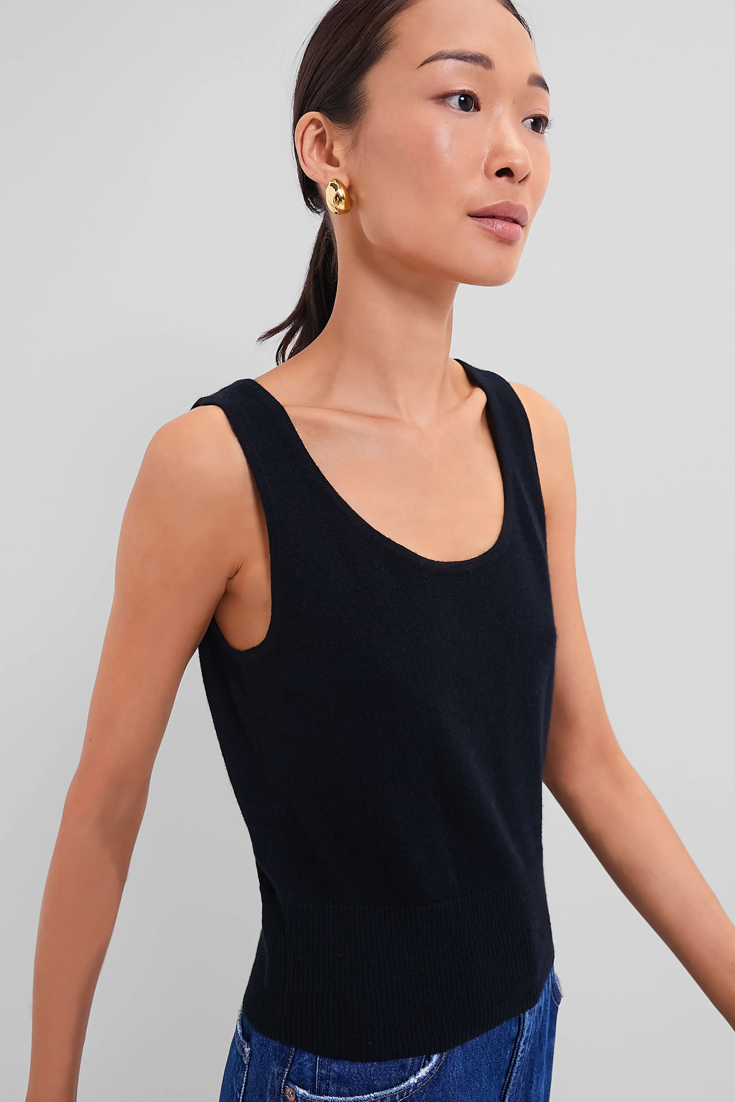 Black Cashmere Knit Tank