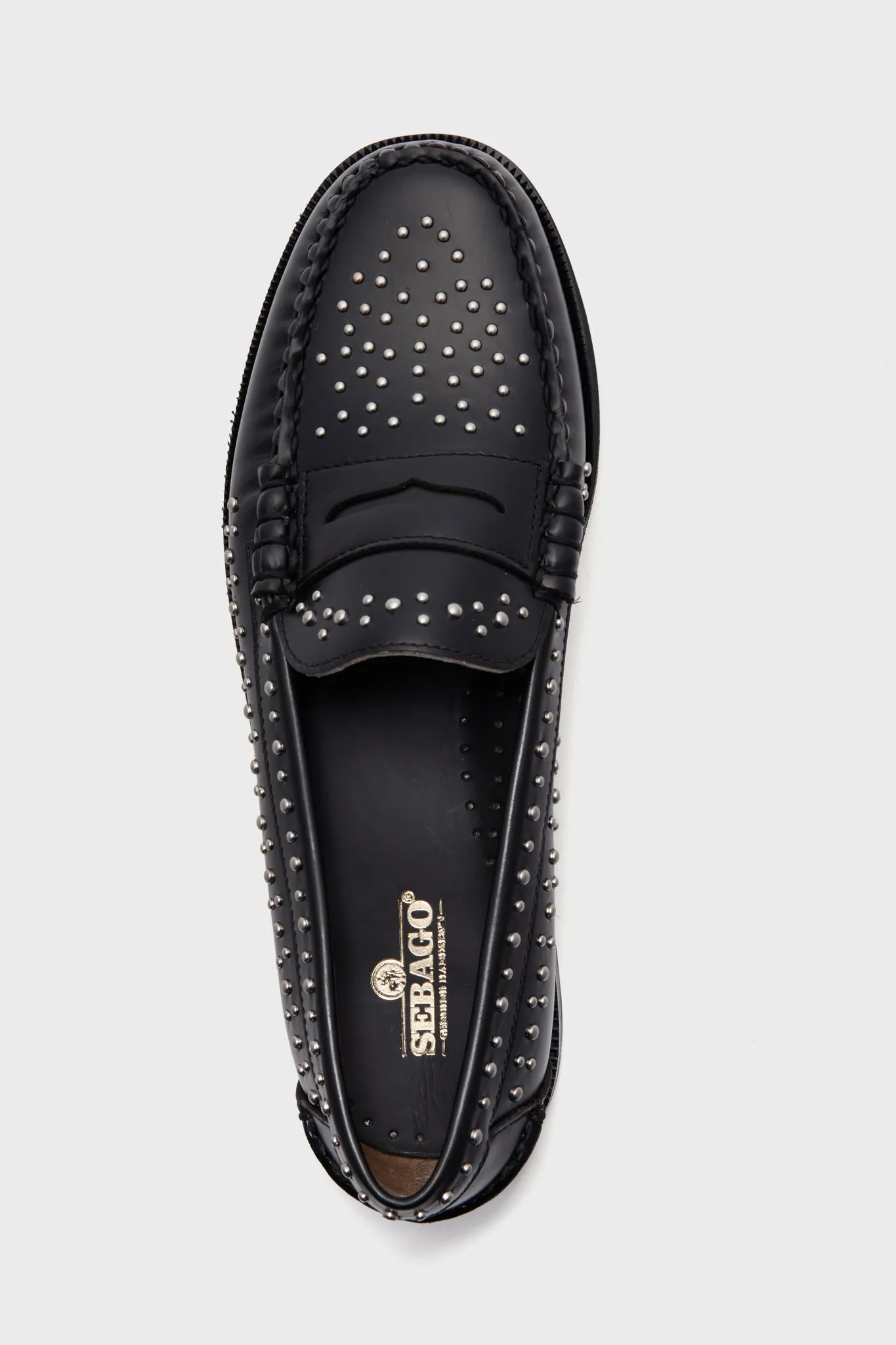 Black Dan Studs Womens Loafers