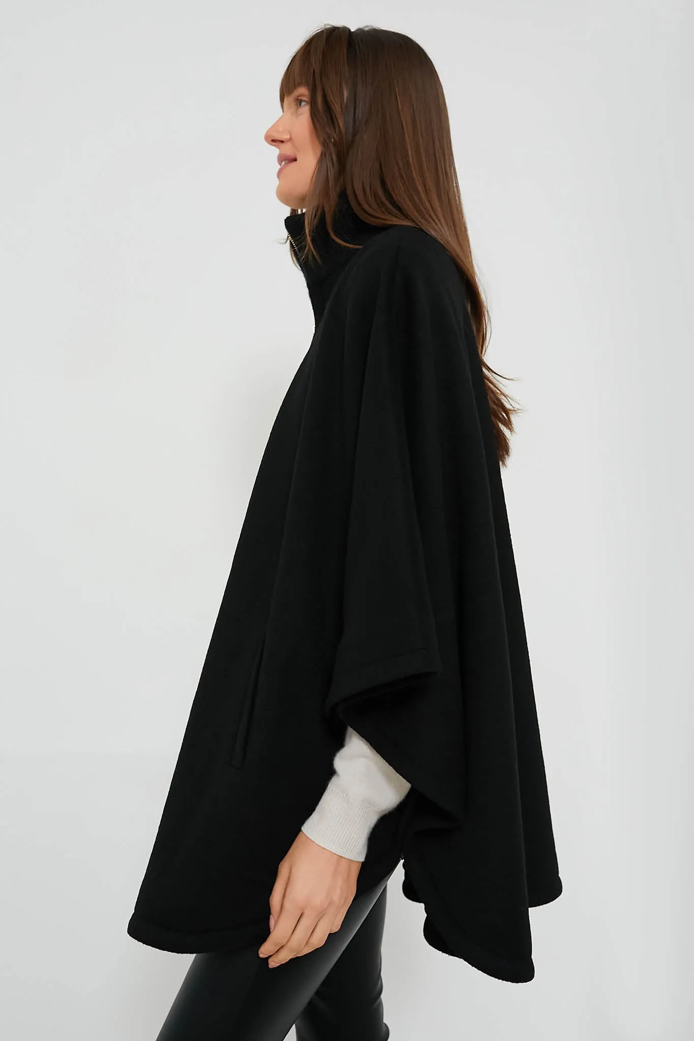 Black Full Zip Huntington Poncho