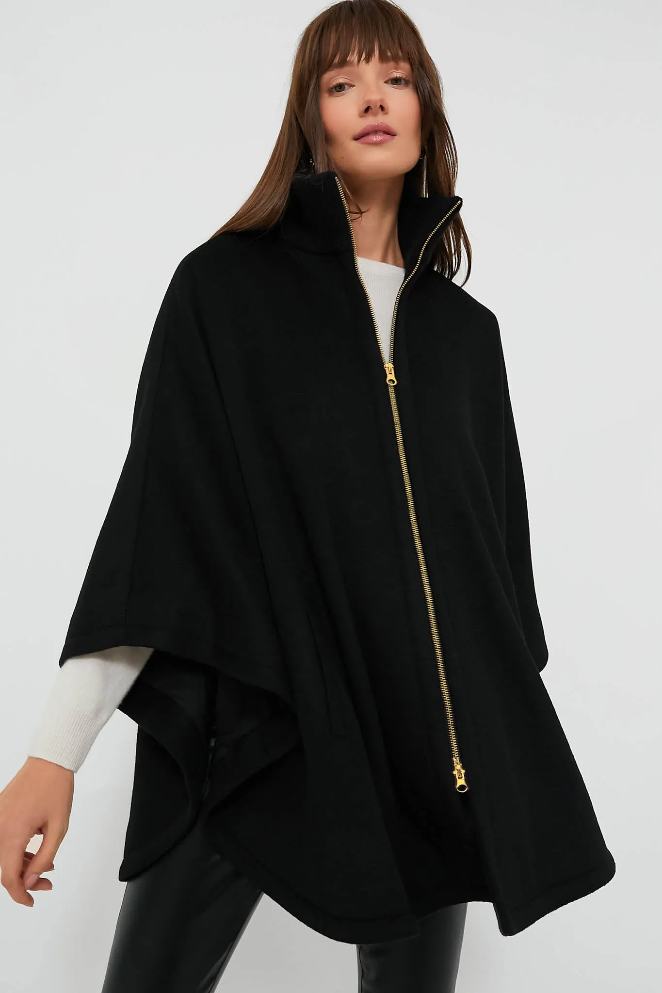 Black Full Zip Huntington Poncho