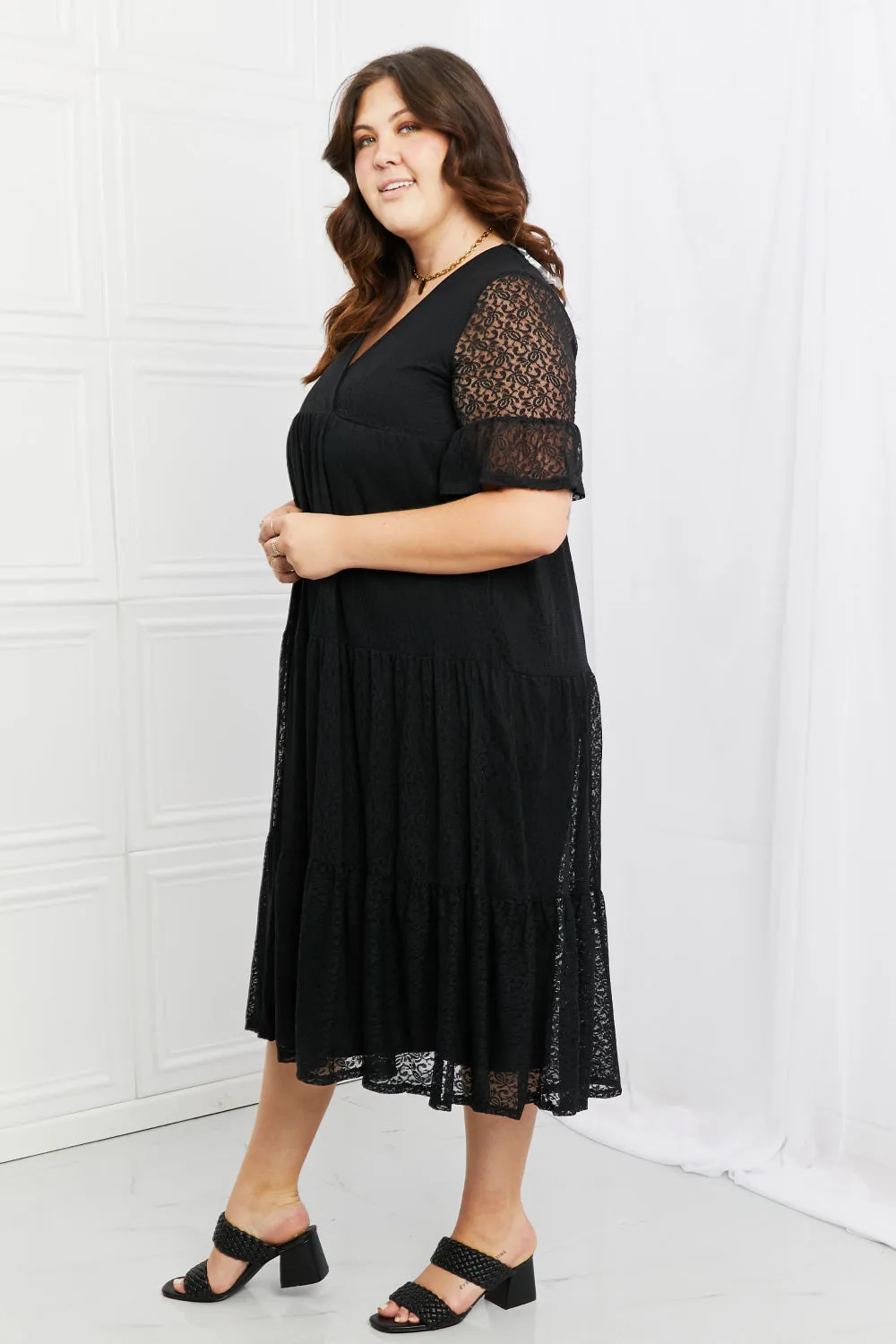 Black Lace Tiered Dress