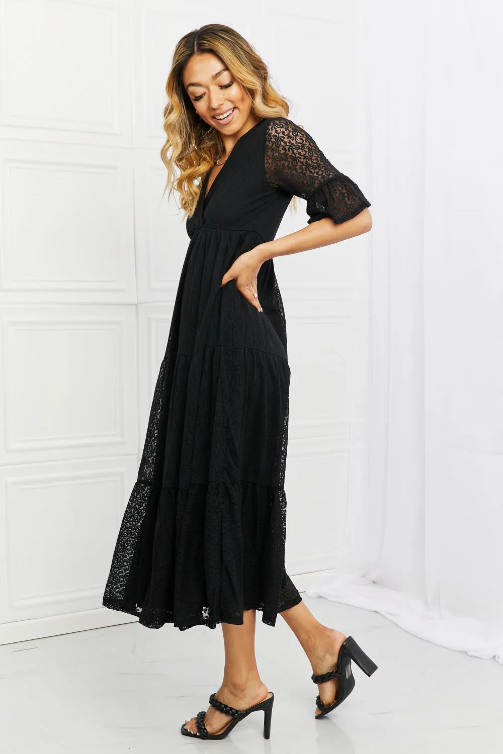 Black Lace Tiered Dress