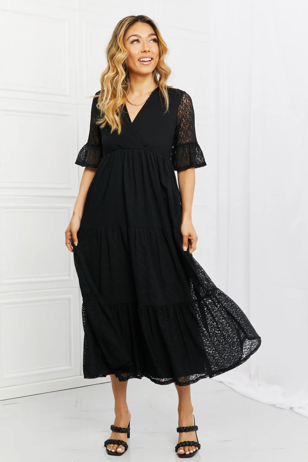 Black Lace Tiered Dress