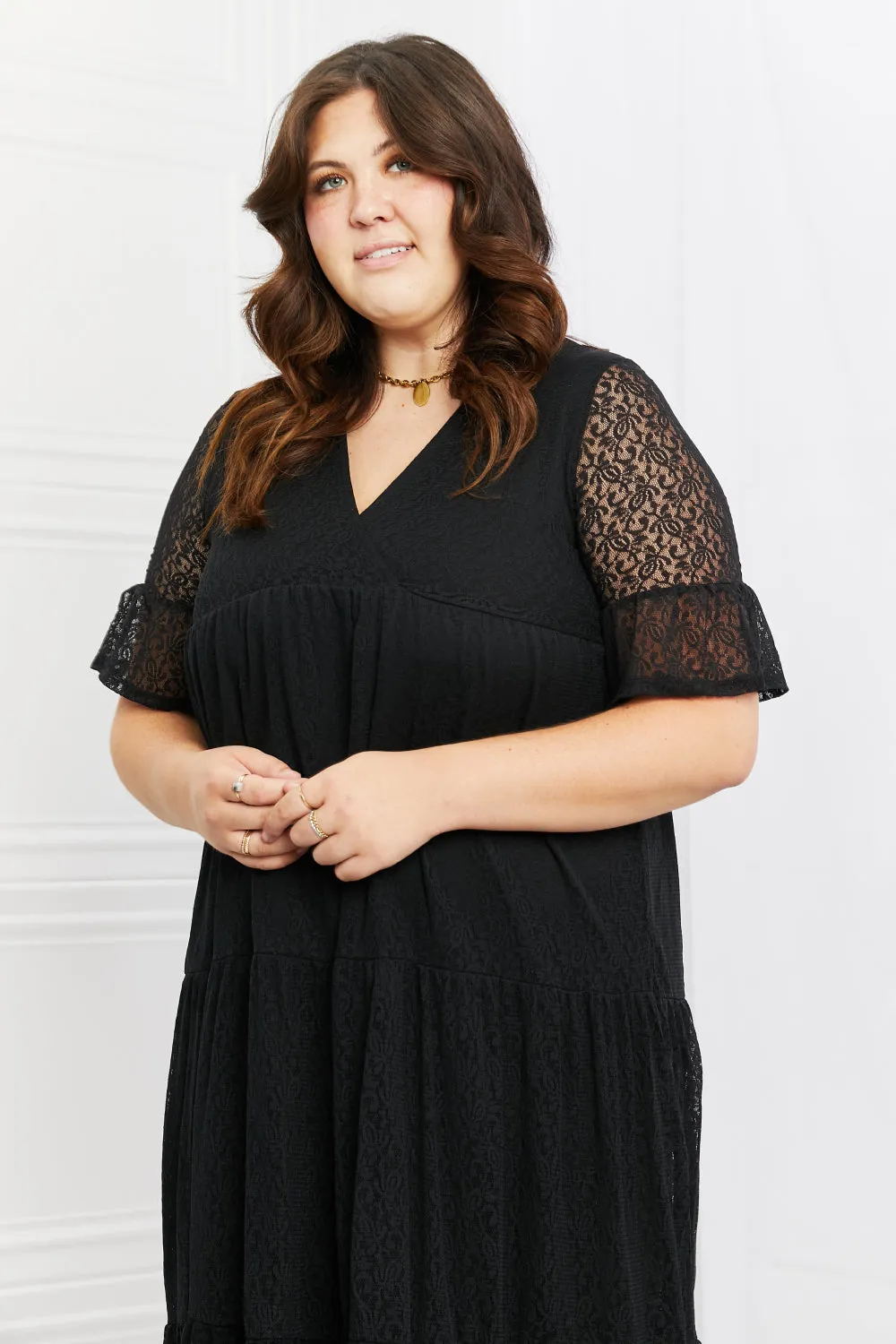 Black Lace Tiered Dress