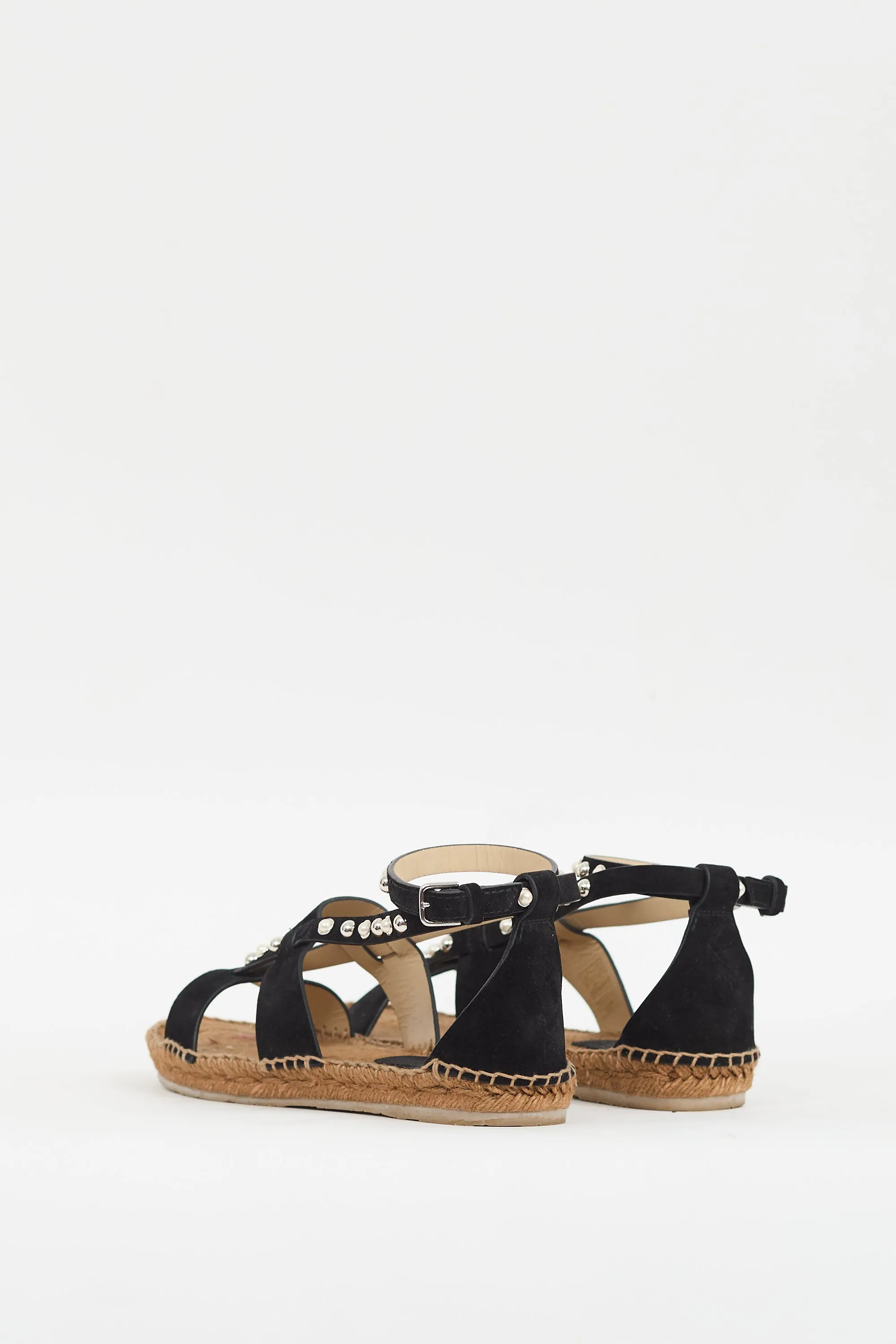 Black Suede Denise Embellished Espadrille Sandal