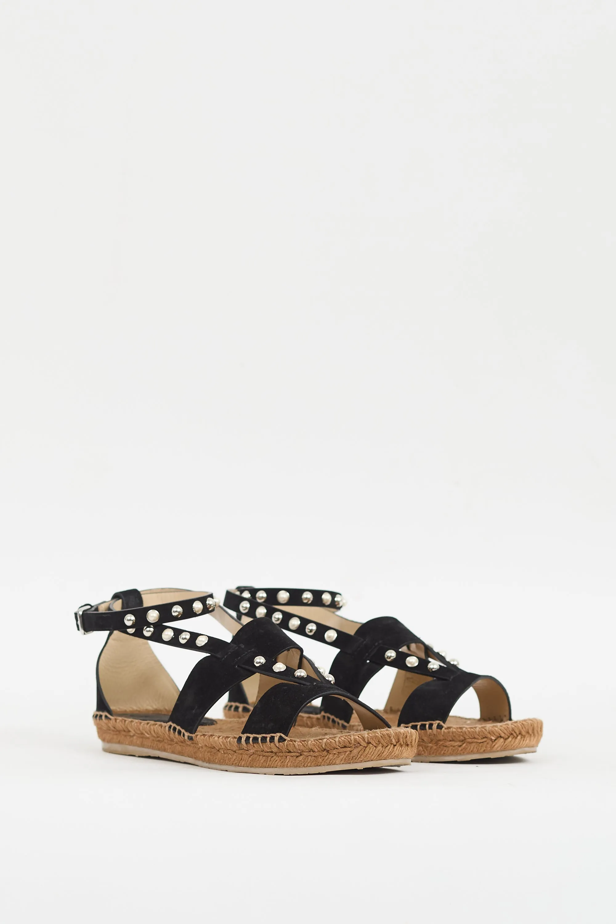 Black Suede Denise Embellished Espadrille Sandal