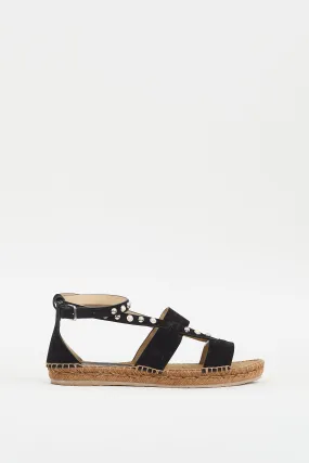 Black Suede Denise Embellished Espadrille Sandal