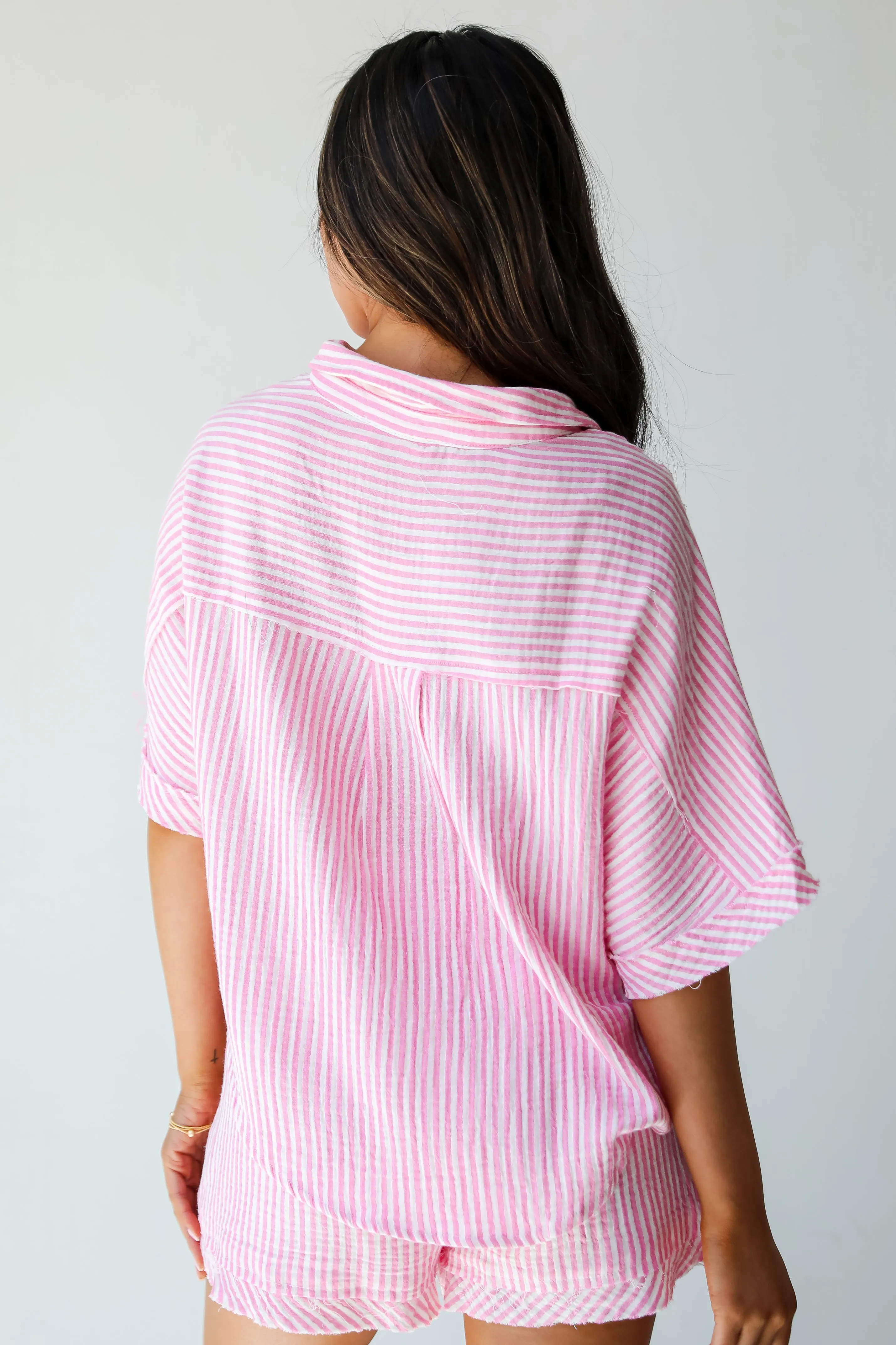 Bright Disposition Seersucker Blouse - DU DEAL